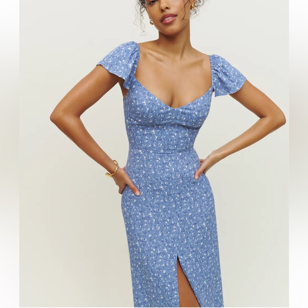 Reformation Baxley Midi Dress in Eve size 4 with Flutter Cap Sleeves